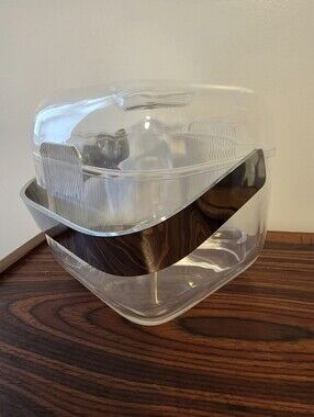 Guzzini clear lucite Amanda ice bucket with insert Ambrogio Pozzi Italy 70s 80s